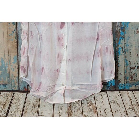 Torrid Womens Plus Size 1 Challis Tie Dye Mauve Button Front White NWT - Picture 3 of 11